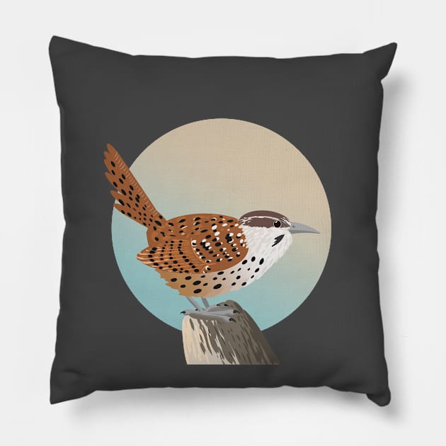 Spotted wren Pillow by Zolinstudio