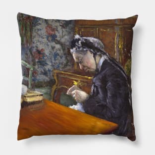 Mademoiselle Boissiere Knitting by Gustave Caillebotte Pillow