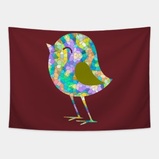 Cute Silhouette Mosaic Bird Tapestry