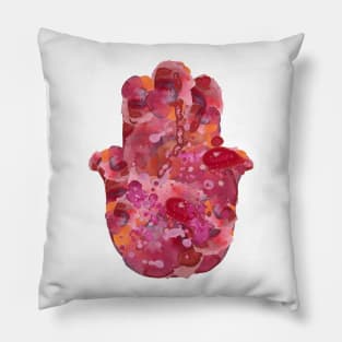 Red Watercolor Hamsa Pillow