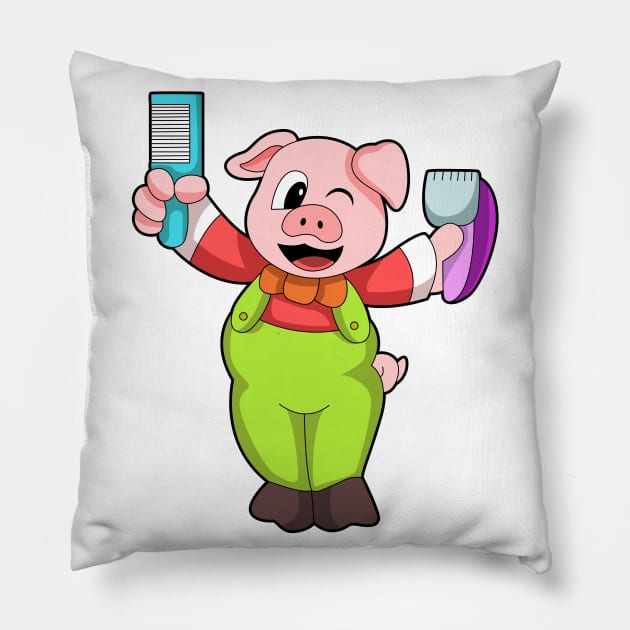 Pig with Comb & Razor Pillow by Markus Schnabel