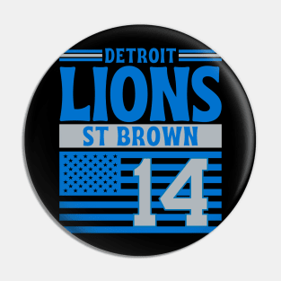 Detroit Lions Brown 14 American Flag Football Pin