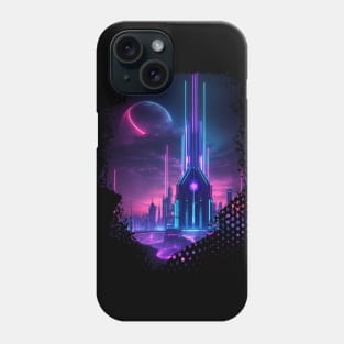 Neon City Night Landscape - AI Art Phone Case