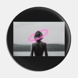 Pink Neon Black and White Woman Pin