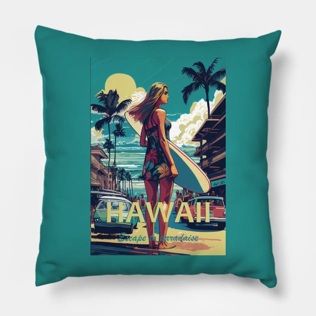 Escape to Paradise Pillow by GreenMary Design