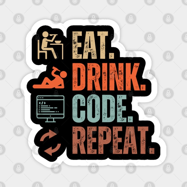 Eat Drink Code Repeat Magnet by Daz Art & Designs