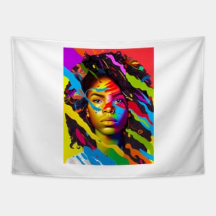 Colorful pop art style woman portrait Tapestry