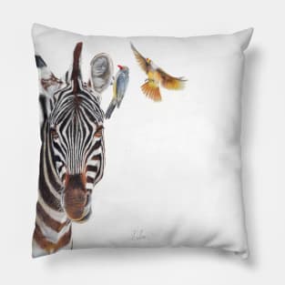 Horse Whisperer - zebra coloured pencil drawing Pillow