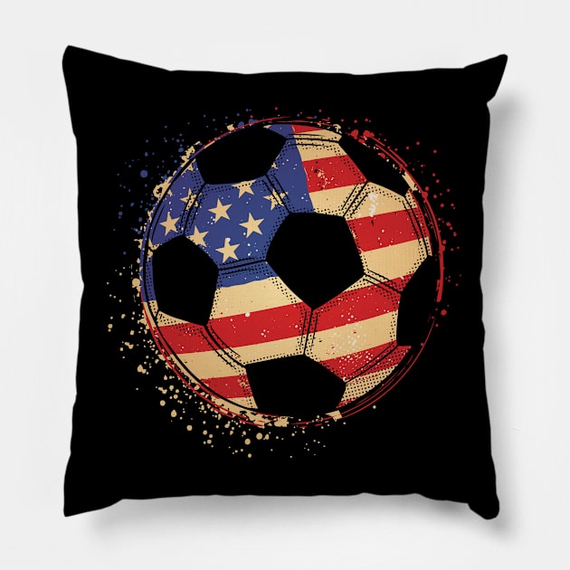 American Flag Soccer Ball - For United States Soccer Fans Pillow by Graphic Duster