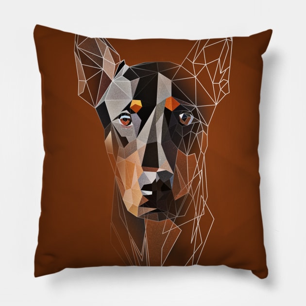 Low poly Doberman Pillow by Jackson Lester