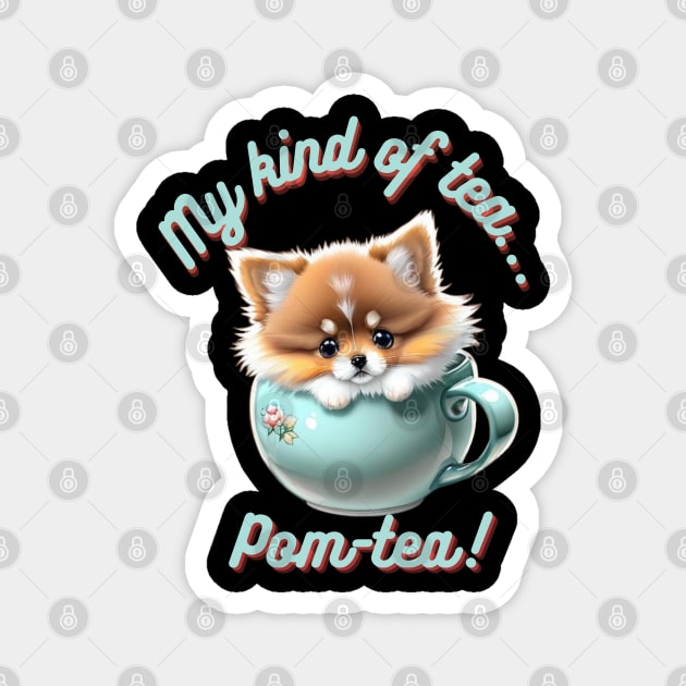 Cute Pomeranian Tea Cup Magnet by SweetPawsnClaws