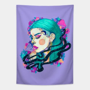 Soul Connection - Trippy Colorful Portrait Tapestry