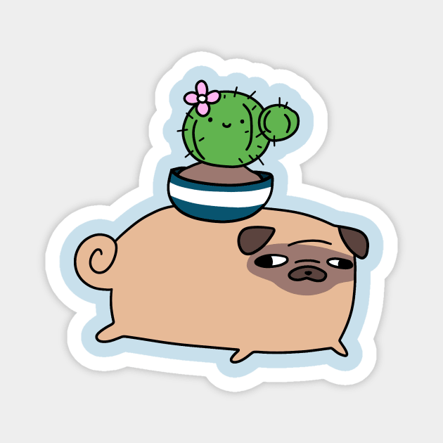 Pug and Cactus Magnet by saradaboru