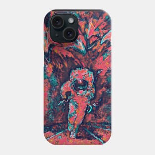 The astronaut runs from the crows Phone Case