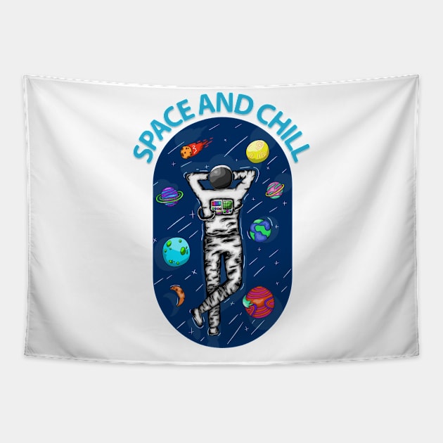 astronaut space and chill Tapestry by perfunctory