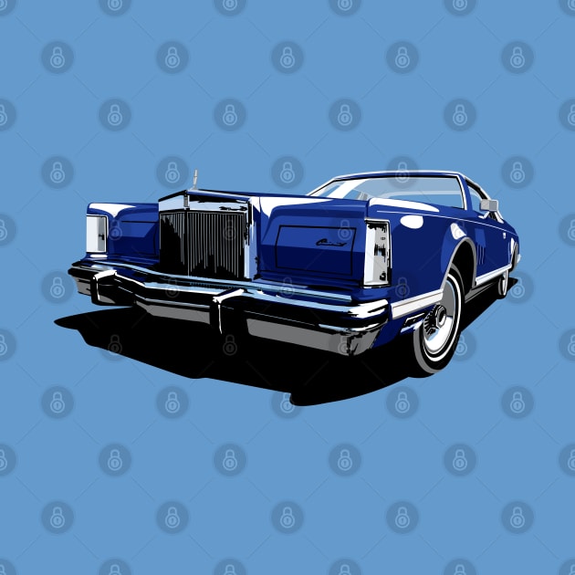 1970s Lincoln Continental in dark blue by candcretro