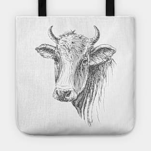 Cow Face Sketch Tote