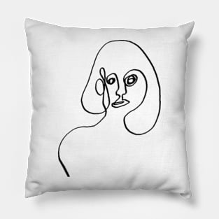 Women abstract one line art Pillow