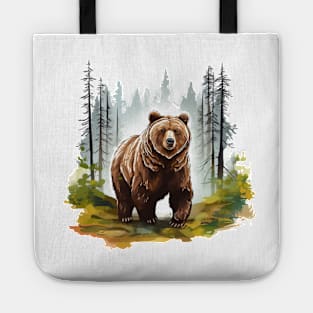 Watercolor Grizzly Bear Tote