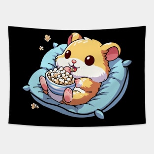 Cute hamster eating popcorns Tapestry