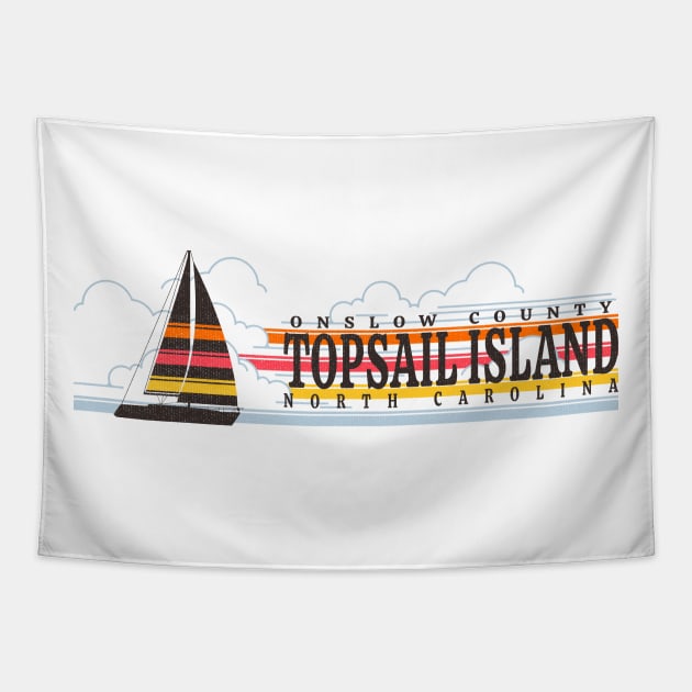 Topsail Island, NC Summertime Vacationing Sailboat Tapestry by Contentarama