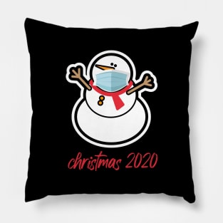 christmas 2020 Funny Snowman Wearing A Mask Pillow