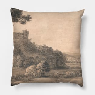 Oakhampton Castle by Francis Towne Pillow