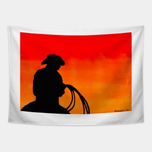 Cowboy Lasso at Sunset Tapestry