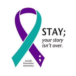 Suicide prevention: Stay ribbon, black type T-Shirt