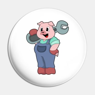 Pig as Mechanic with Wrench Pin