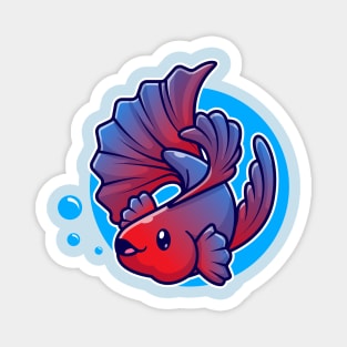 Cute Betta Fish Swimming Cartoon Magnet