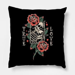 Skull Love Traditional Vintage Tattoo Pillow