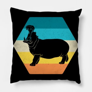 Hippo Retro Zoo Animals Wildlife Hippopotamus Pillow