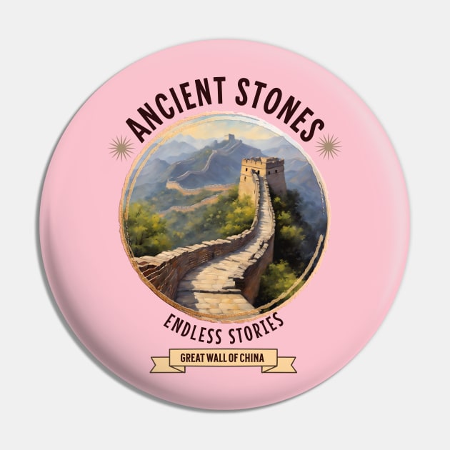 Great Wall of China Travel Destination Pin by RetroColors