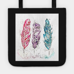 Colourful Illustrated Feathers Tote