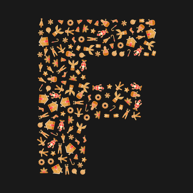 Letter F Initial Christmas Decorations Gingerbread by Sanu Designs