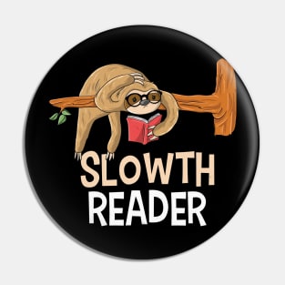 Cute Funny Sloth Reading Book Reader Girls Boys Teens Gift Pin