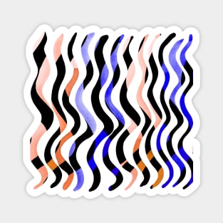 Wavy lines - orange, blue and black Magnet