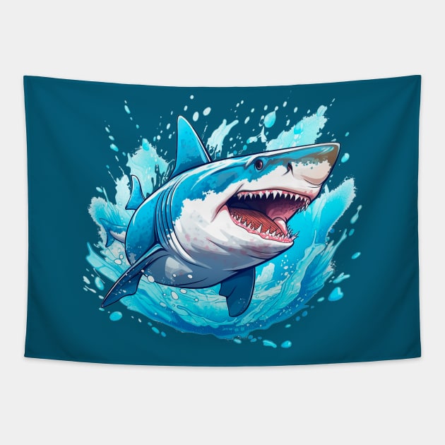 shark the monster of the seas Tapestry by enyeniarts