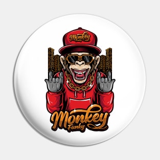 Monkey Funky Illustration Pin