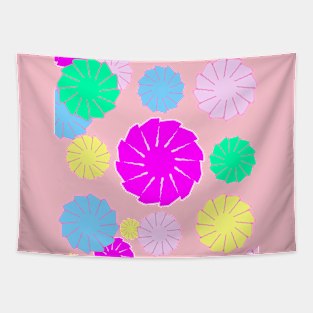 Set of Colorful flowers blooming Tapestry