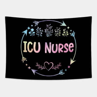 ICU Nurse cute floral watercolor Tapestry