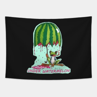 Tree Frog under Watermelon Tapestry