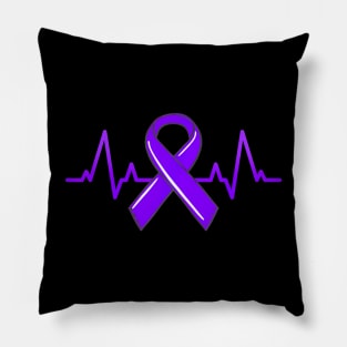 Hodgkins Lymphoma Cancer Awareness Heartbeat Ribbon Pillow