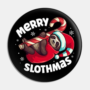 Merry Slothmas Christmas Funny Xmas Slot Lover Boys Girls Pin