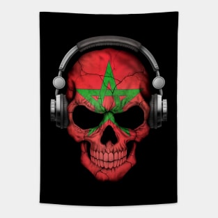 Dark Skull Deejay with Moroccan Flag Tapestry