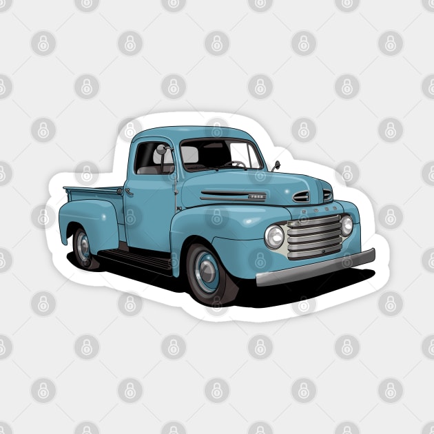 1950 Ford F1 Pickup Truck in light blue Magnet by candcretro