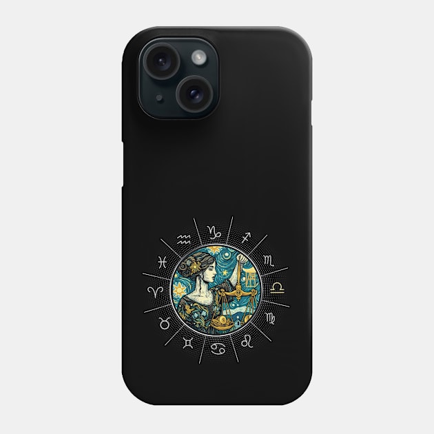 ZODIAC Libra - Astrological LIBRA - LIBRA - ZODIAC sign - Van Gogh style - 11 Phone Case by ArtProjectShop