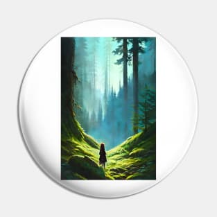 Greenish Anime Girl Morning Nature Forest Landscape Pin