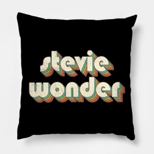 Retro Vintage Rainbow Stevie Letters Distressed Style Pillow